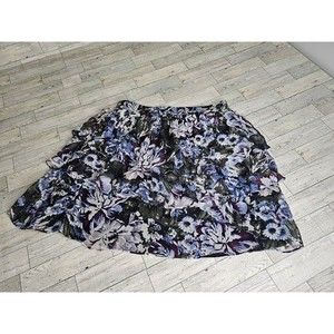 Greylin Y2K Gauze Chiffon Ruffled 3-tier Mini Skirt Black/Blue/Purple, Size M
